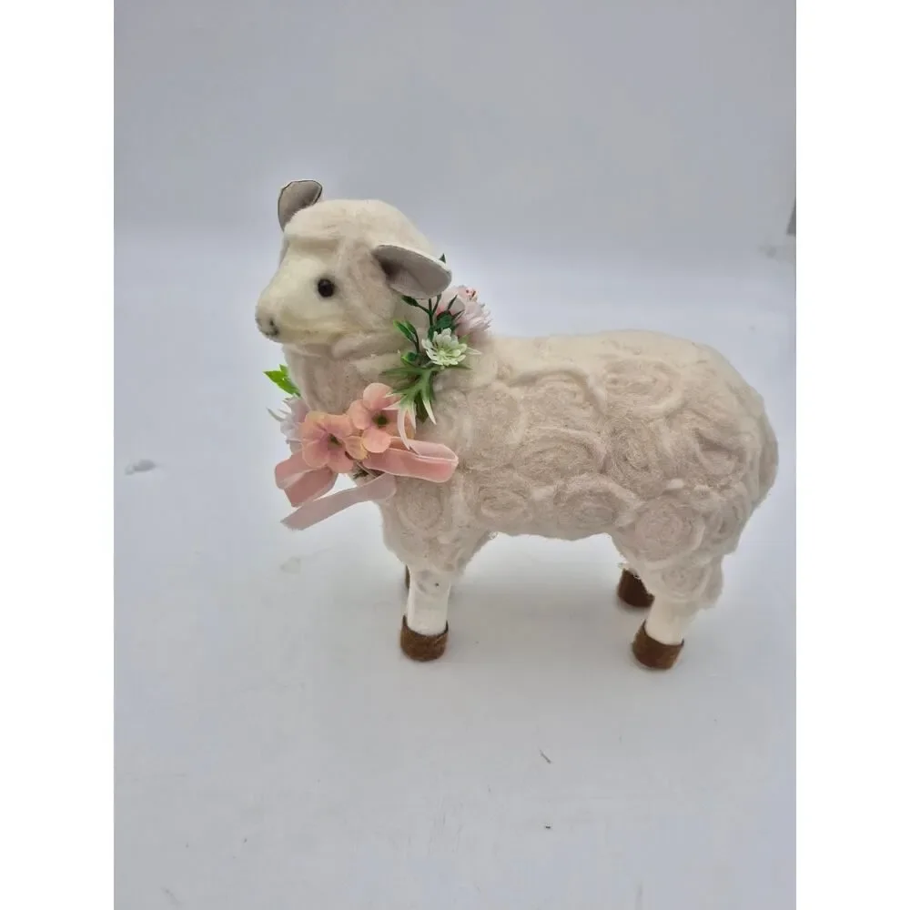 Resin Lambs W/Floral Garland‎ by Valerie Parr Hill "RARE' NIB - Picture 2 of 12